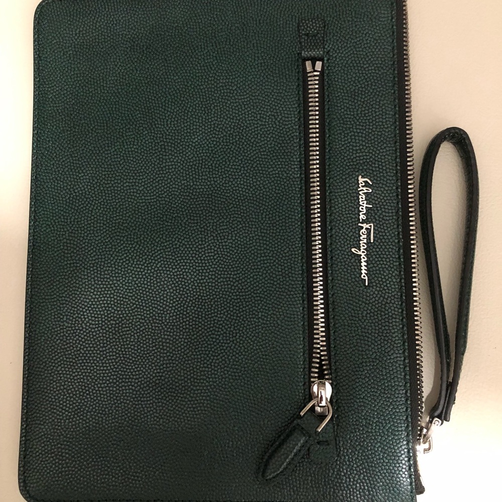 Green Farragamo Clutch